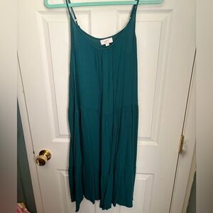 LOFT Teal Spaghetti Strap Maxi Dress